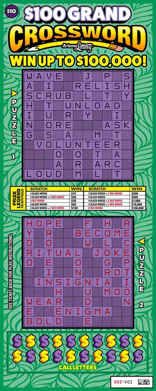 $100 Grand Crossword scratchcard - game number #1460 - front