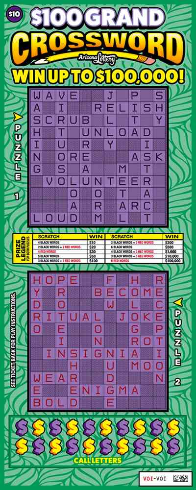 $100 Grand Crossword scratchcard - game number #1460 - front