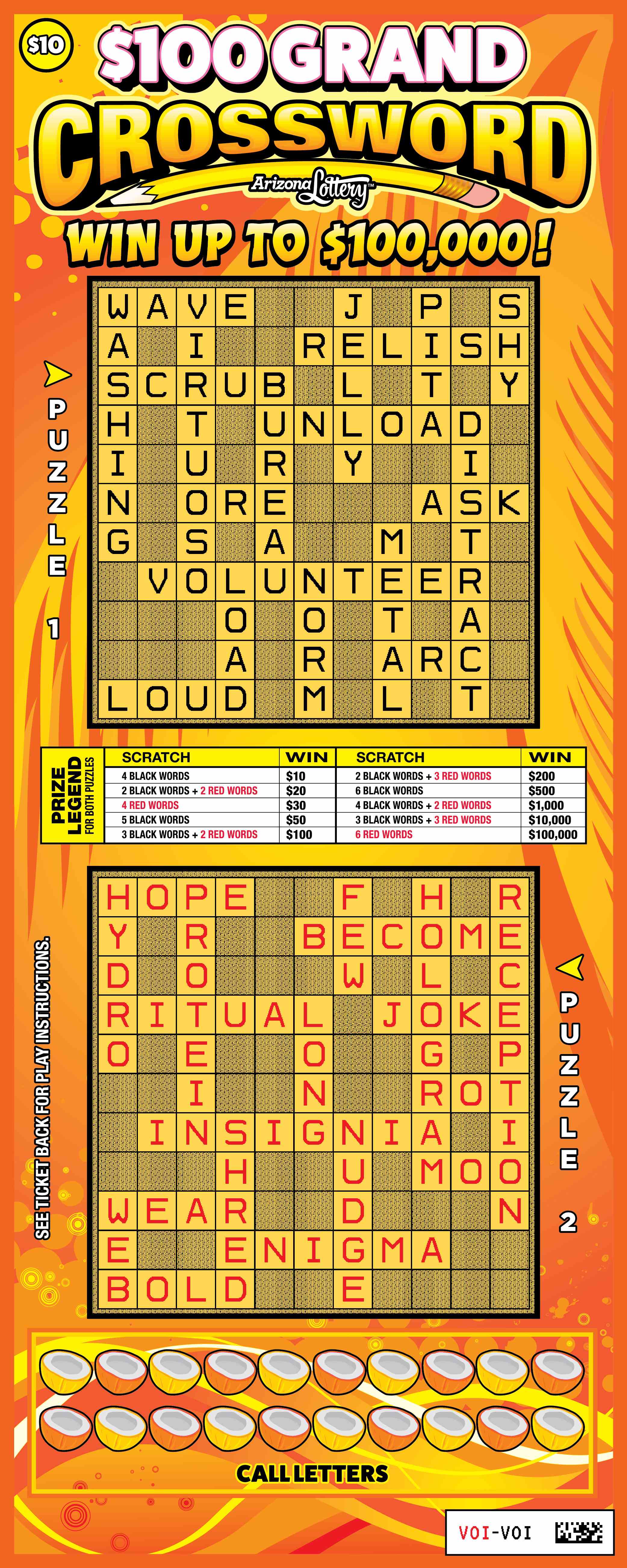 $100 Grand Crossword scratchcard - game number #1514 - front