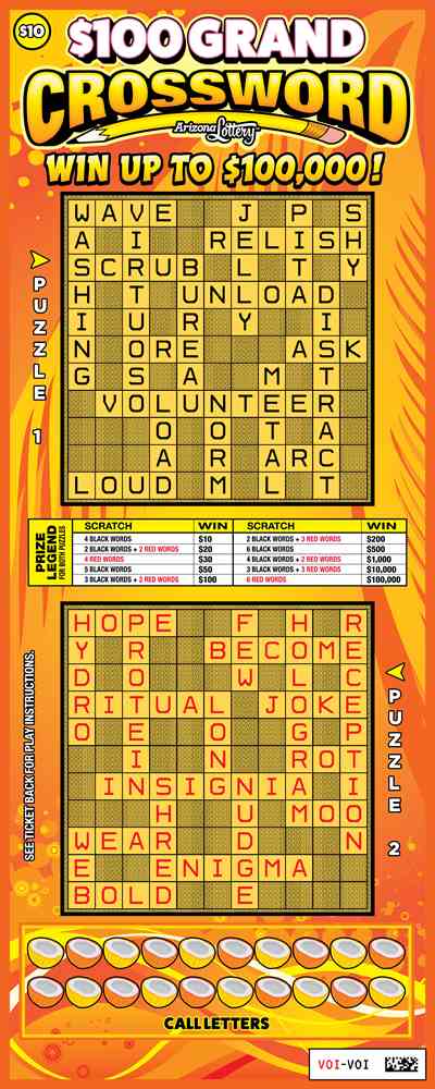 $100 Grand Crossword scratchcard - game number #1514 - front