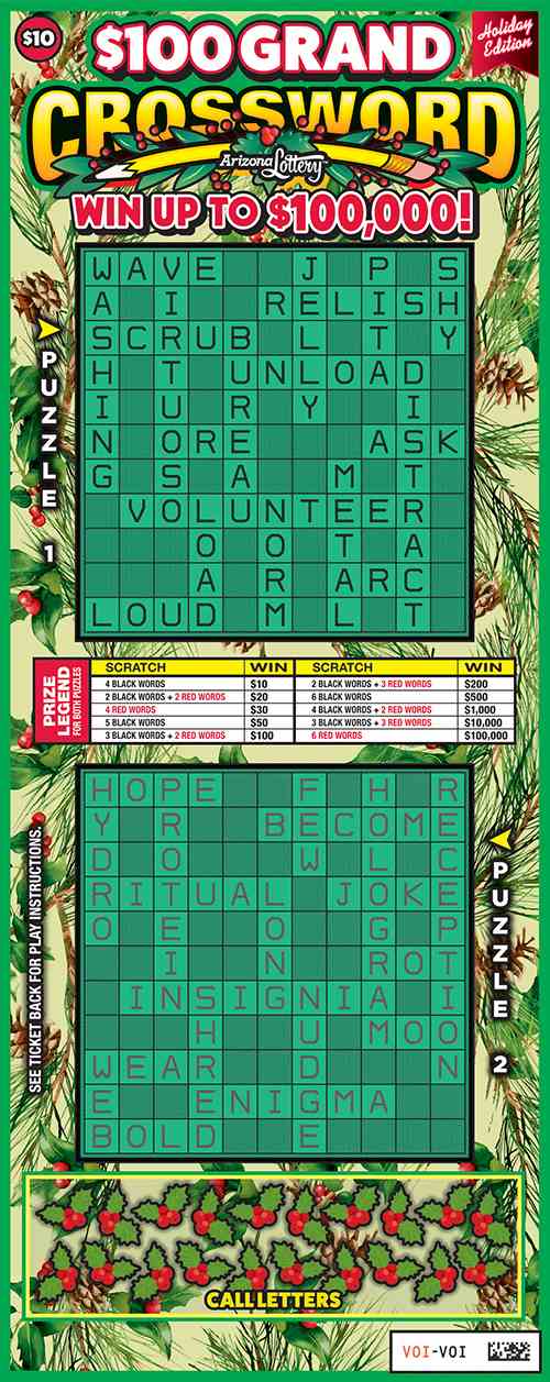 $100 Grand Crossword scratchcard - game number #1562 - front