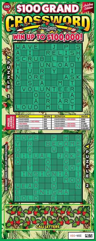 $100 Grand Crossword scratchcard - game number #1562 - front