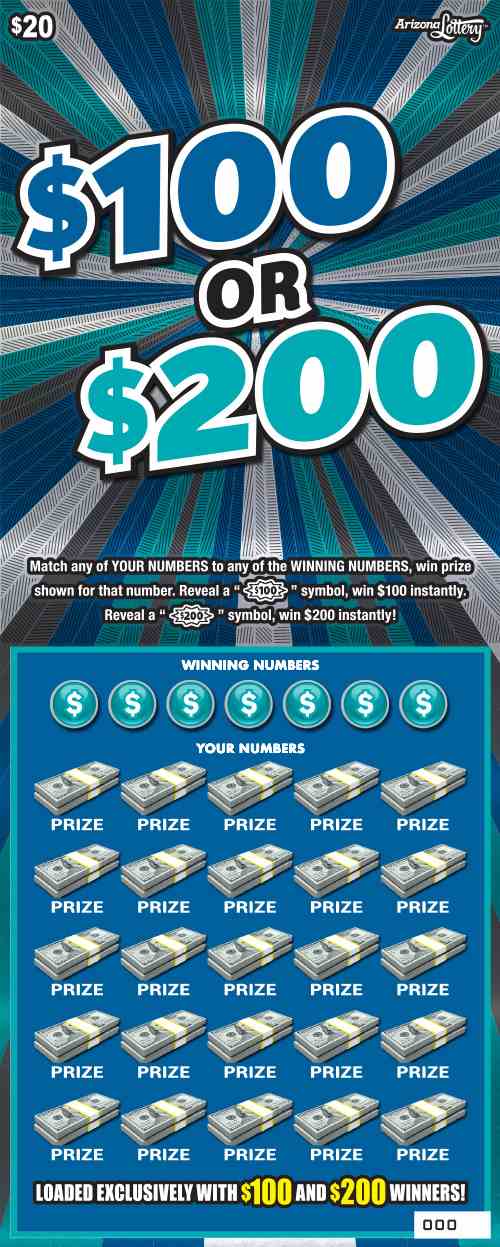 $100 or $200 scratchcard - game number #1364 - front