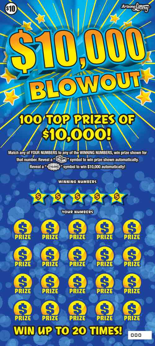 $10,000 Blowout scratchcard - game number #1406 - front