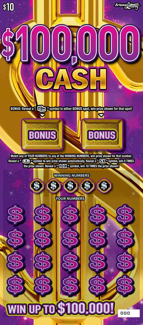 $100,000 Cash scratchcard - game number #1553 - front