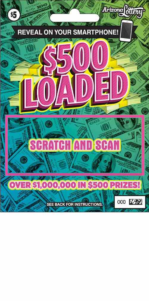 $500 Loaded Scratch & Scan scratchcard - game number #7103 - front