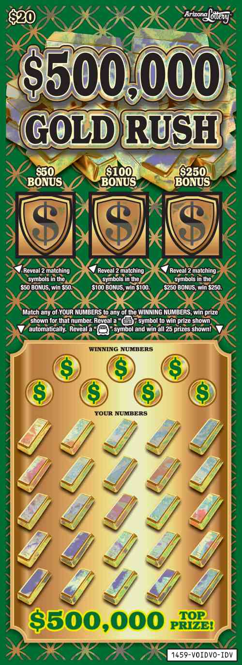 $500,000 Gold Rush scratchcard - game number #1459 - front