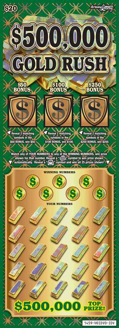 $500,000 Gold Rush scratchcard - game number #1459 - front