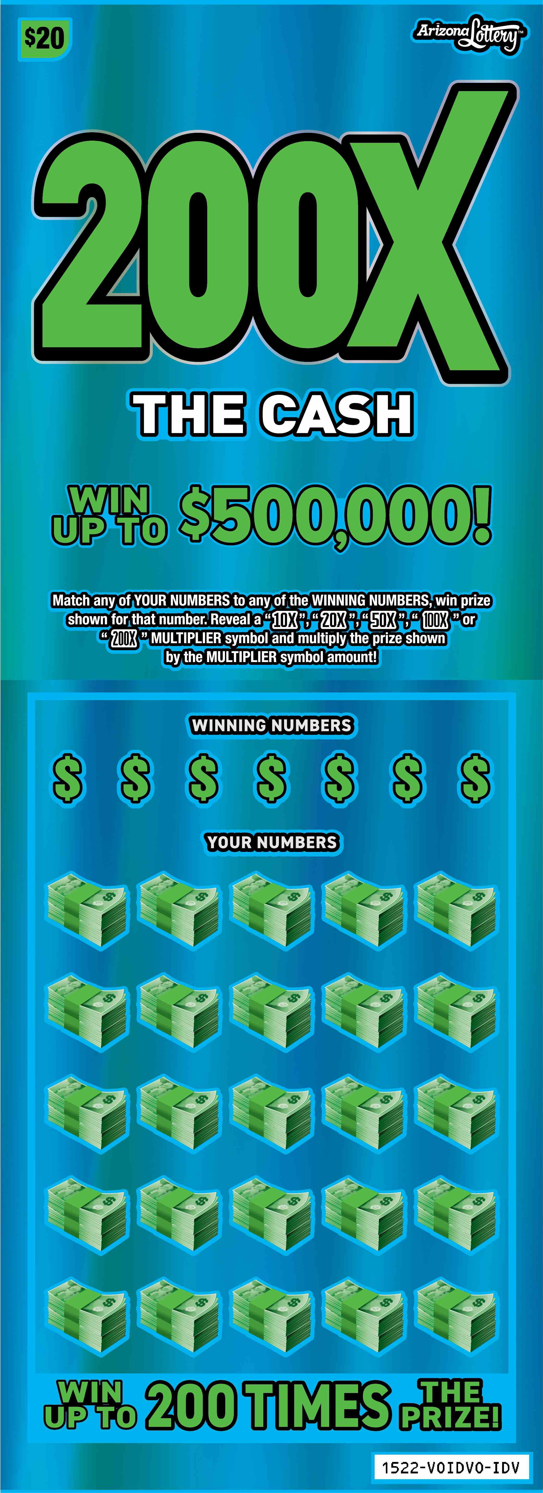 200X The Cash scratchcard - game number #1522 - front