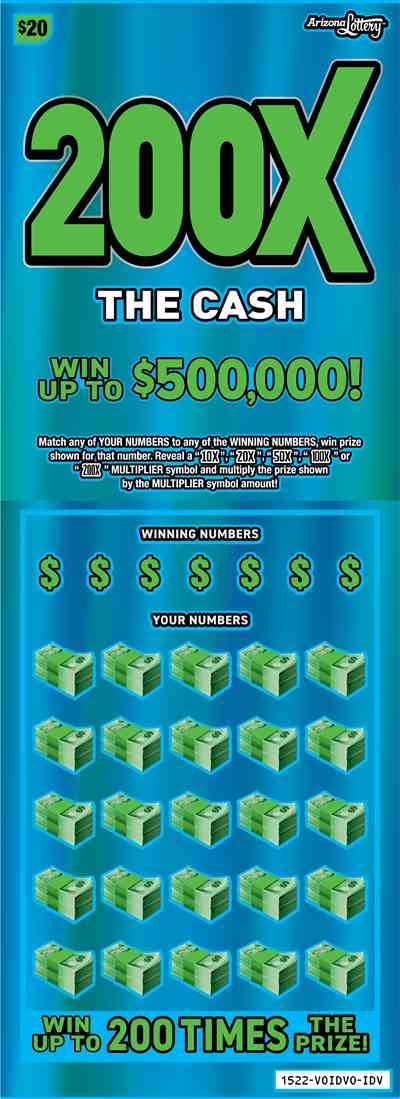 200X The Cash scratchcard - game number #1522 - front