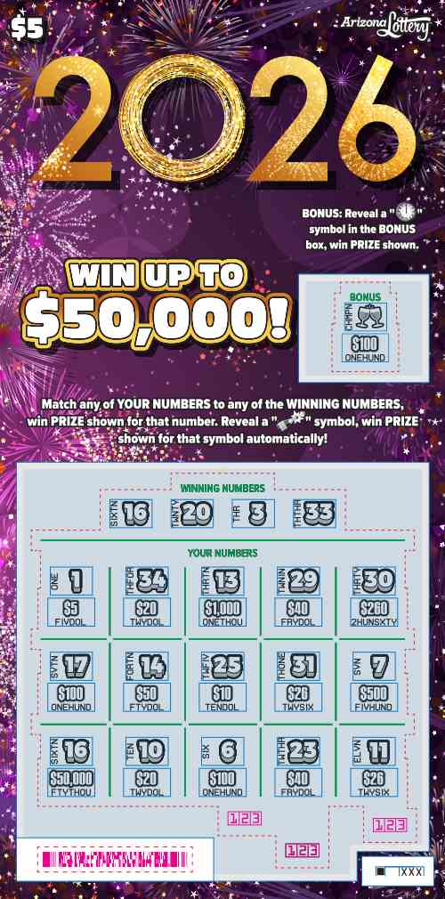 2026 scratchcard - game number #1526 - front