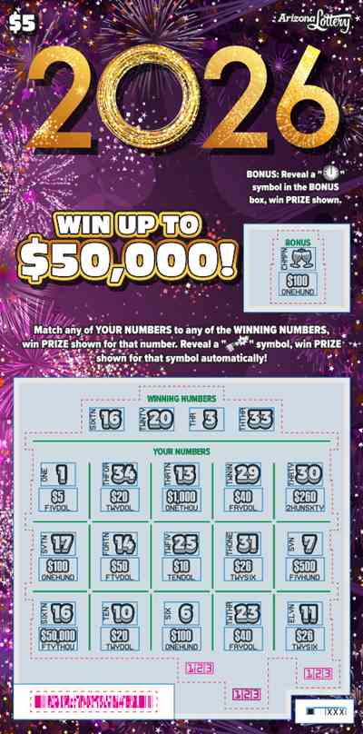 2026 scratchcard - game number #1526 - front