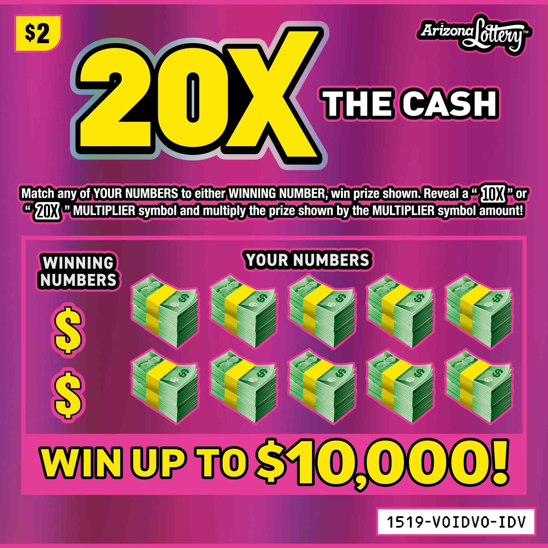 20X The Cash scratchcard - game number #1519 - front