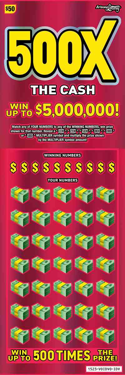 500X The Cash scratchcard - game number #1523 - front