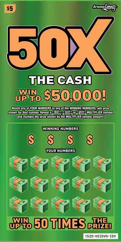 50X The Cash scratchcard - game number #1520 - front