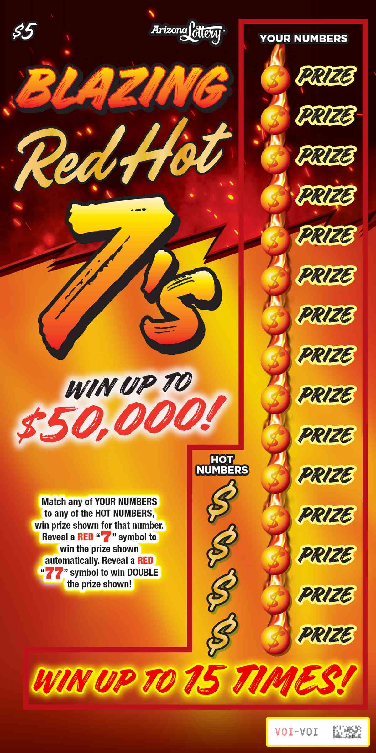 Blazing Red Hot 7'S scratchcard - game number #1529 - front
