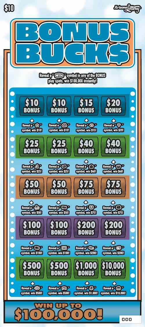 Bonus Bucks scratchcard - game number #1450 - front