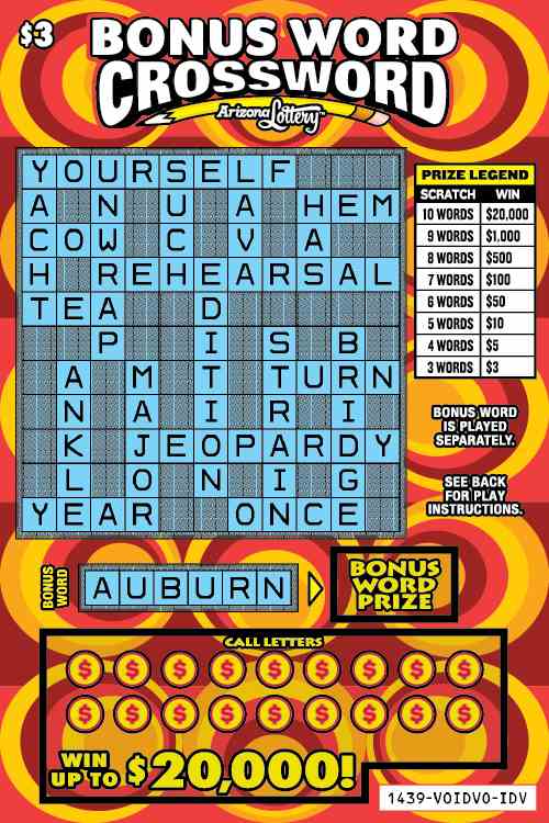 Bonus Word Crossword scratchcard - game number #1439 - front