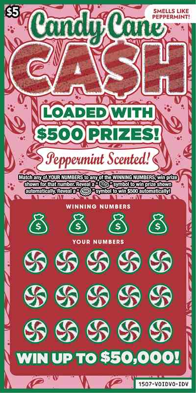 Candy Cane Cash scratchcard - game number #1507 - front