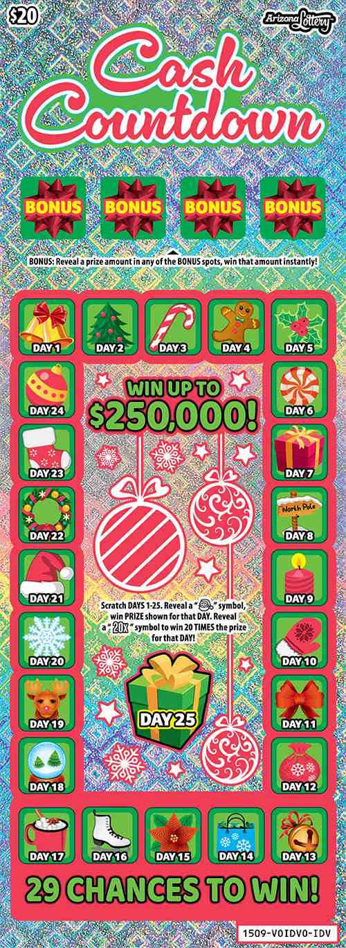 Cash Countdown scratchcard - game number #1509 - front