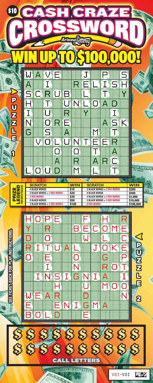 Cash Craze Crossword scratchcard - game number #1443 - front