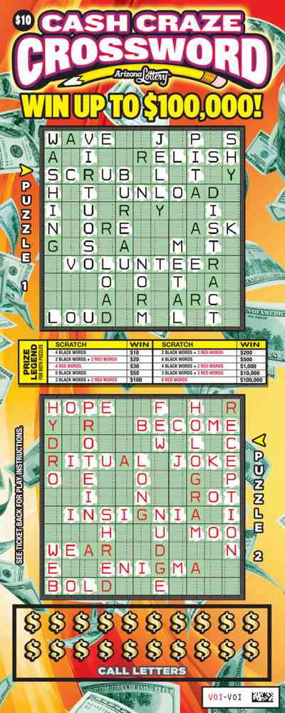 Cash Craze Crossword scratchcard - game number #1443 - front