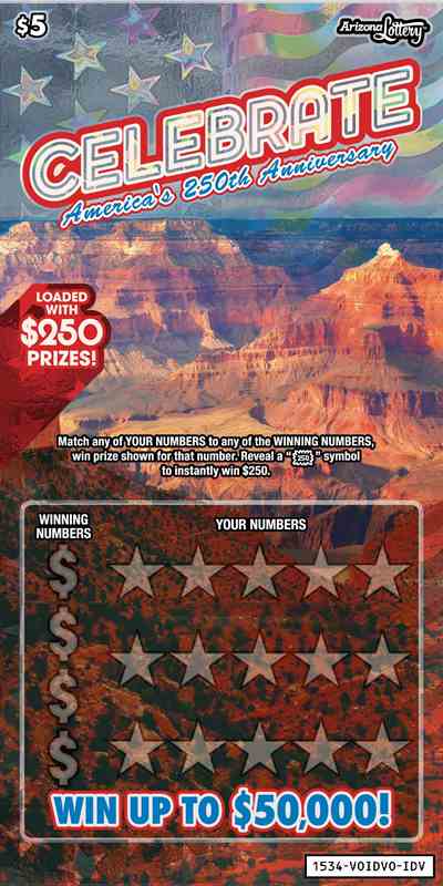 Celebrate scratchcard - game number #1534 - front