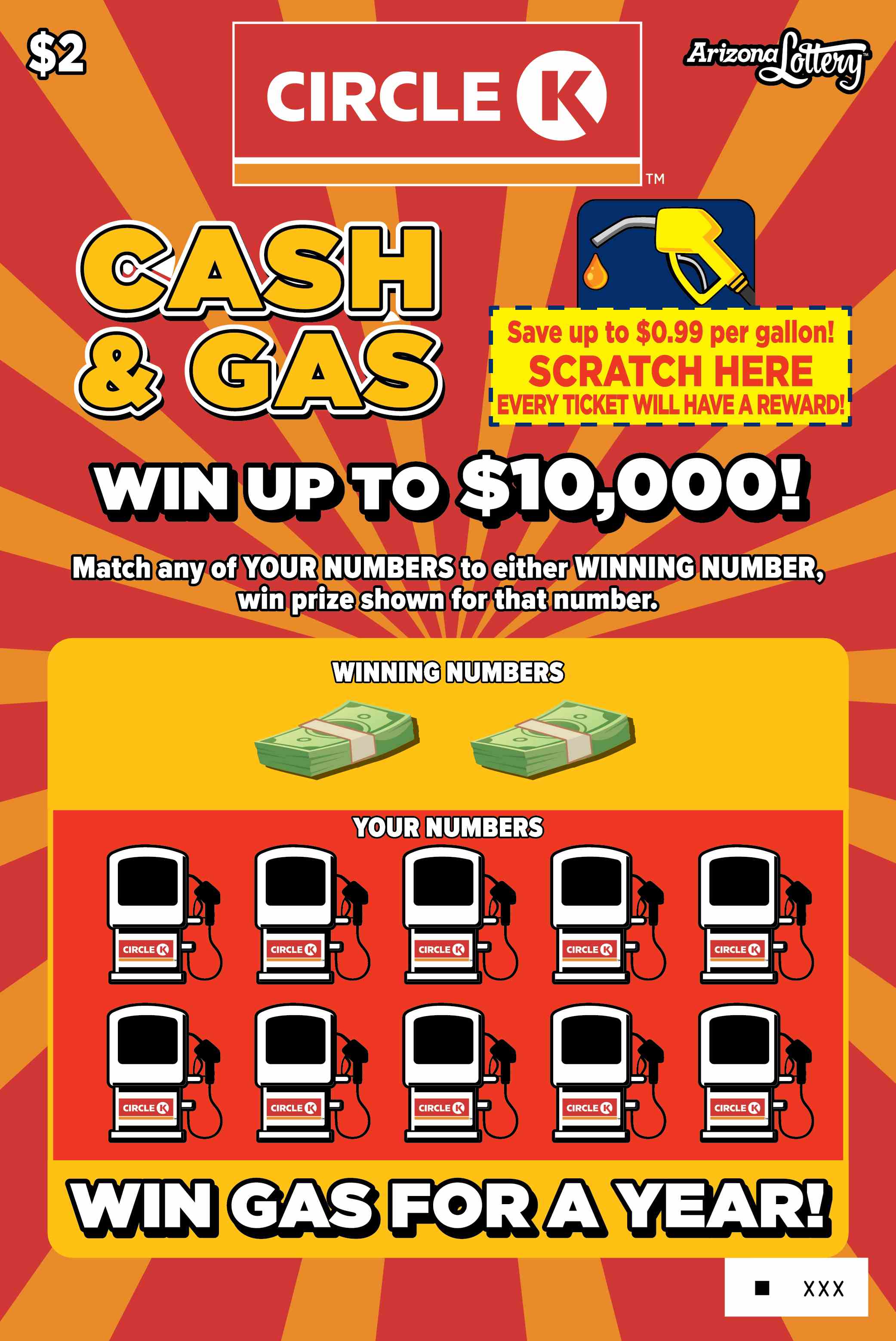 Circle K Cash And Gas scratchcard - game number #1524 - front