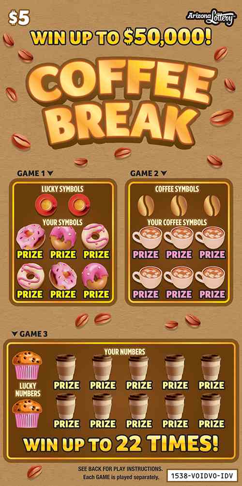 Coffee Break scratchcard - game number #1538 - front
