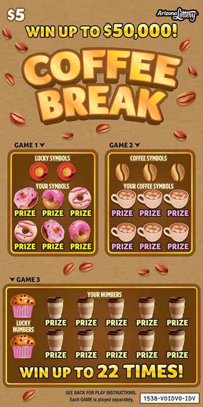 Coffee Break scratchcard - game number #1538 - front
