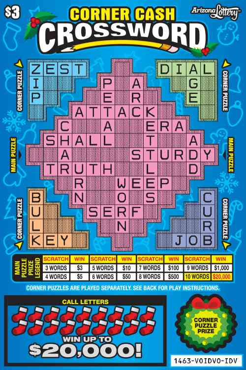 Corner Cash Crossword scratchcard - game number #1463 - front