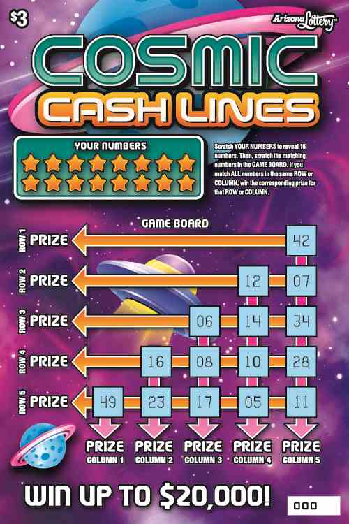 Cosmic Cash Lines scratchcard - game number #1498 - front