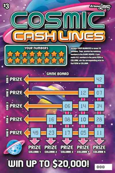Cosmic Cash Lines scratchcard - game number #1498 - front