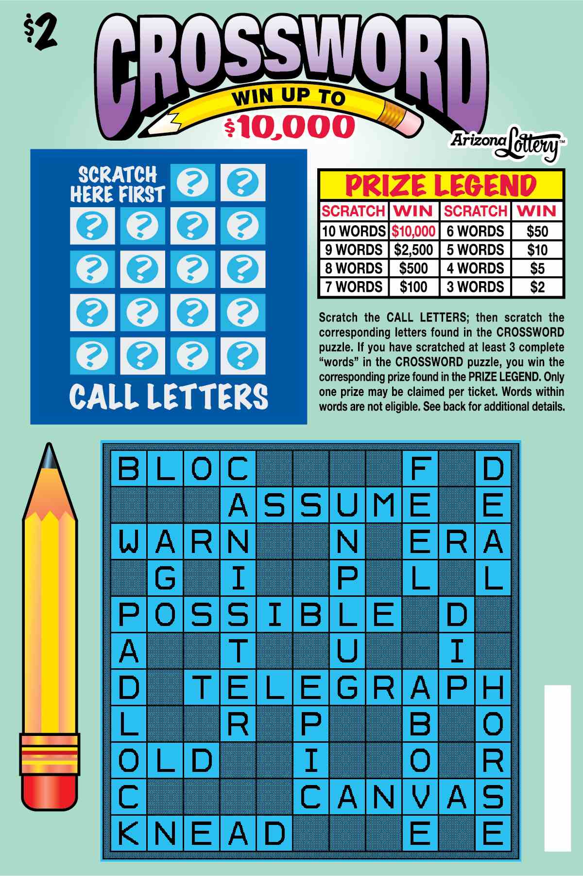 Crossword scratchcard - game number #1370 - front