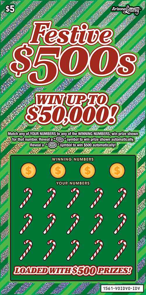 Festive $500S scratchcard - game number #1561 - front