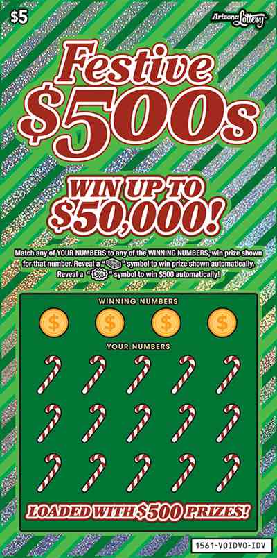 Festive $500S scratchcard - game number #1561 - front