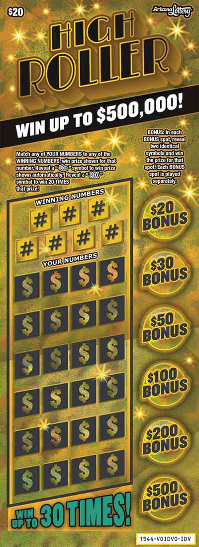 High Roller scratchcard - game number #1544 - front