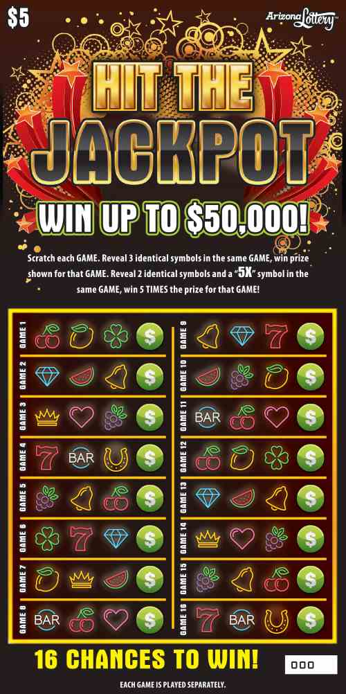 Hit The Jackpot scratchcard - game number #1457 - front