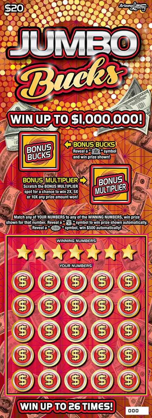Jumbo Bucks scratchcard - game number #1537 - front