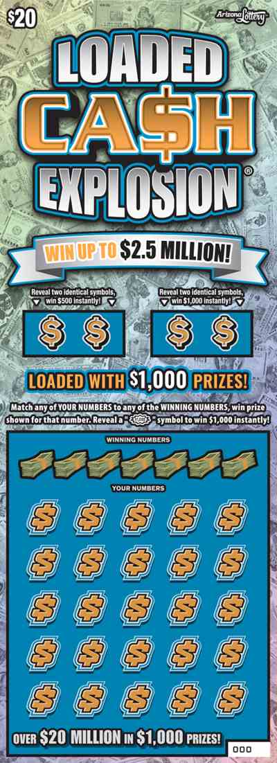 Loaded Cash Explosion scratchcard - game number #1490 - front