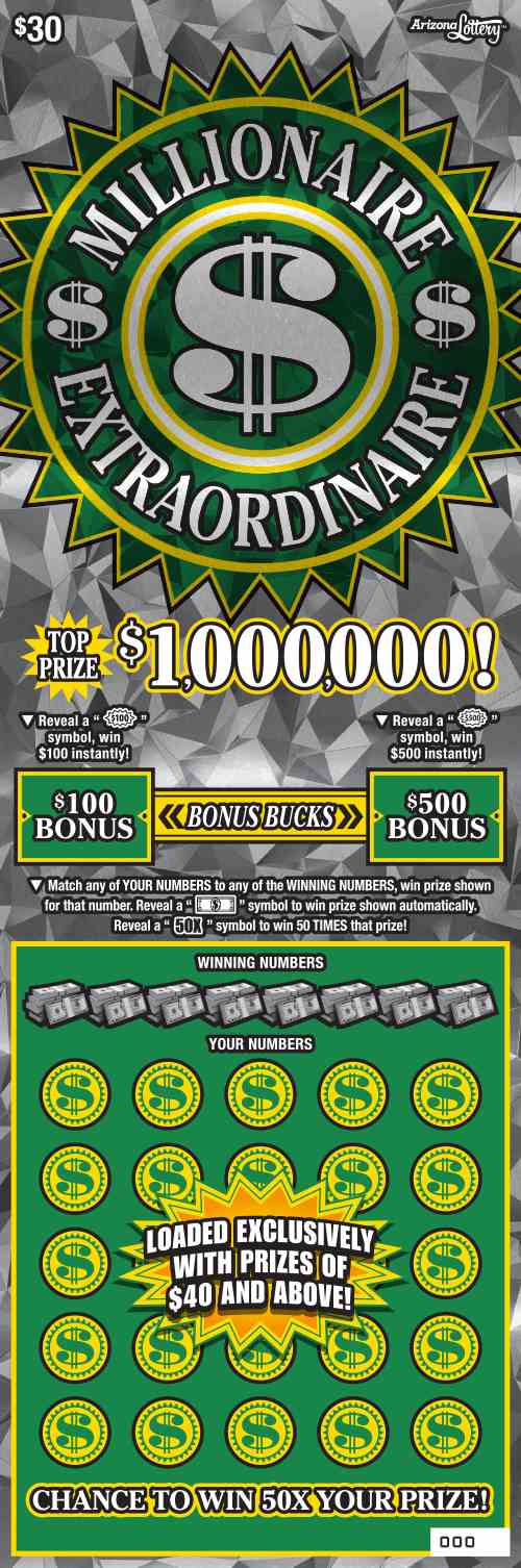 Millionaire Extraordinaire scratchcard - game number #1431 - front