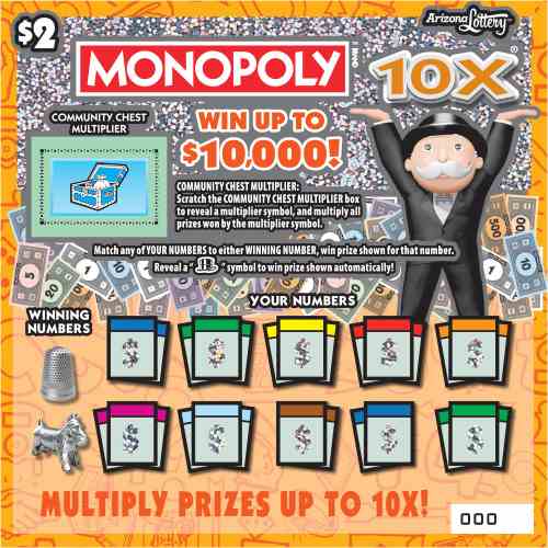 Monopoly 10X® scratchcard - game number #1472 - front