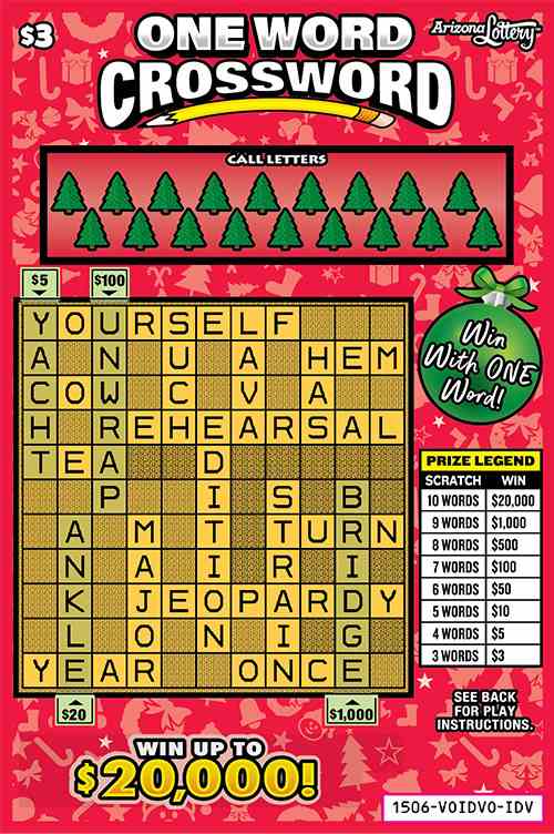 One Word Crossword scratchcard - game number #1506 - front