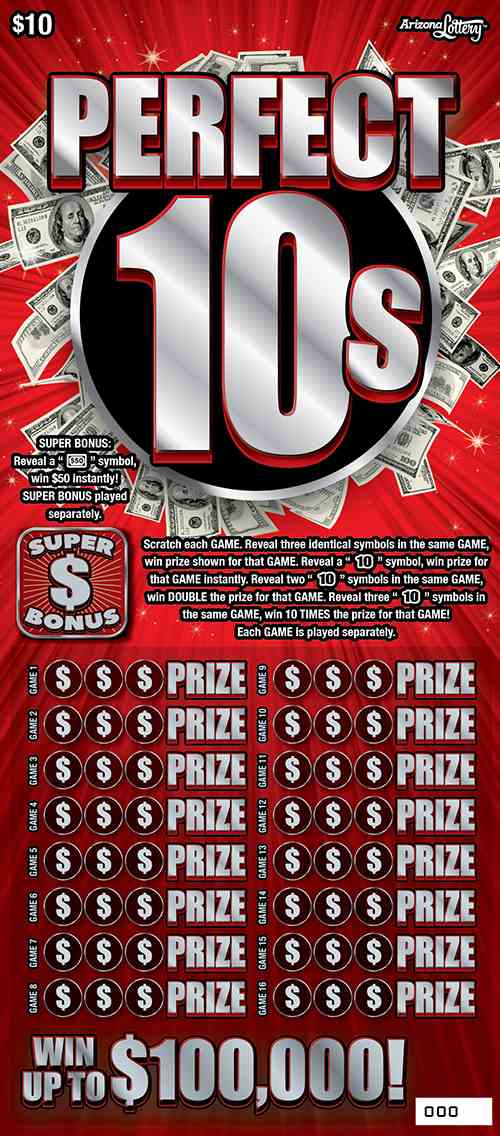 Perfect 10S scratchcard - game number #1549 - front