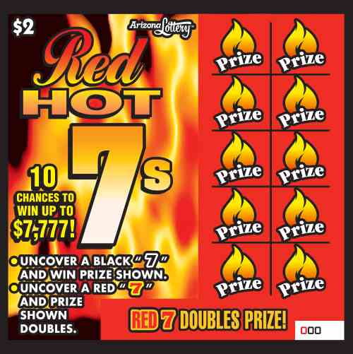 Red Hot 7S scratchcard - game number #1454 - front