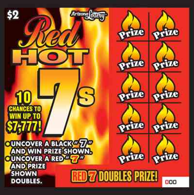 Red Hot 7S scratchcard - game number #1454 - front