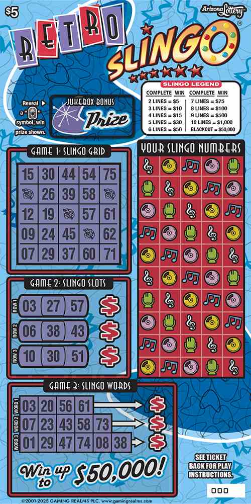 Retro Slingo® scratchcard - game number #1511 - front