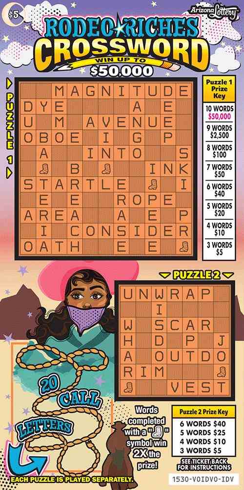Rodeo Riches Crossword scratchcard - game number #1530 - front