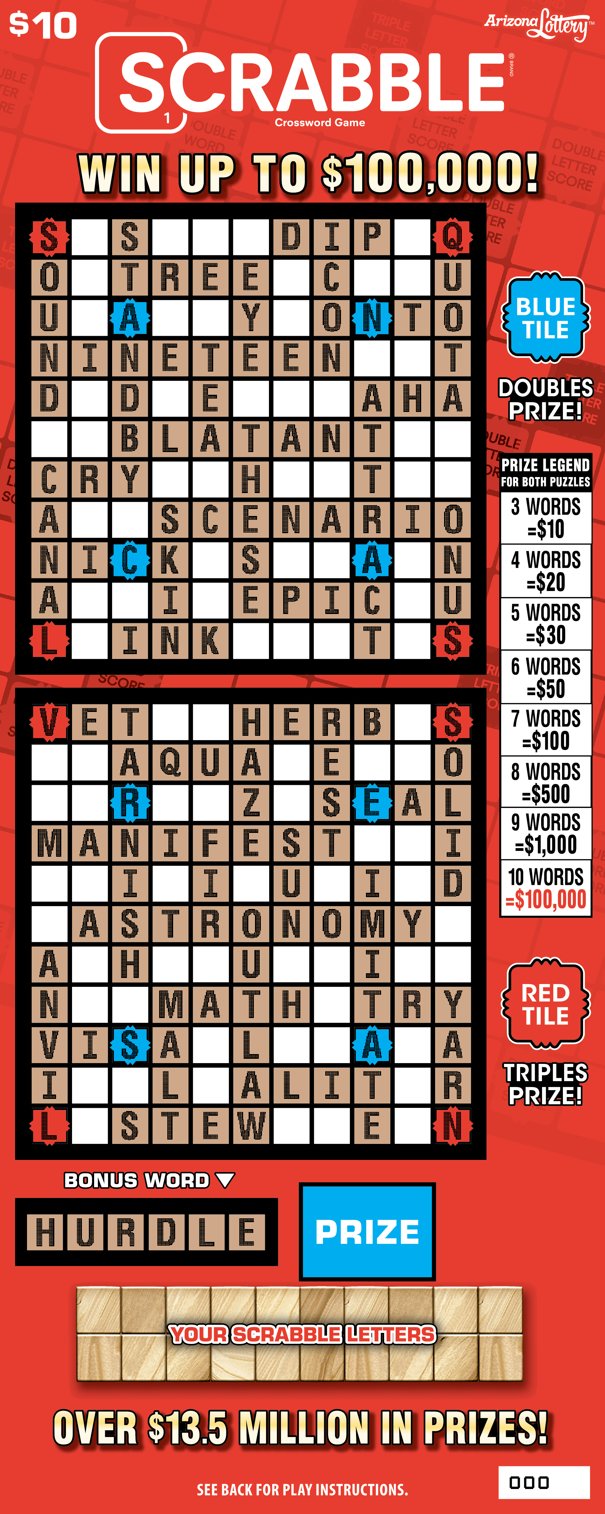Scrabble® Crossword Game scratchcard - game number #1541 - front