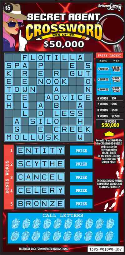 Secret Agent Crossword scratchcard - game number #1395 - front